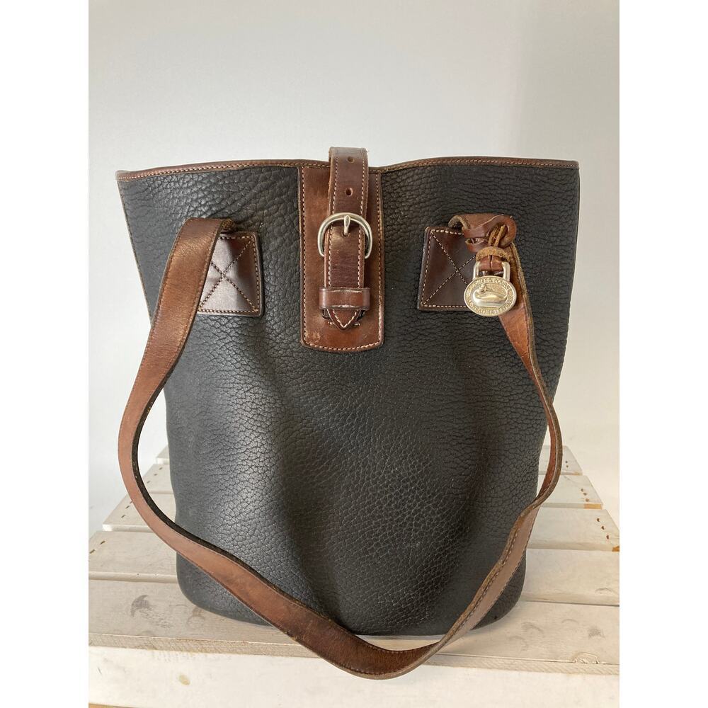 DOONEY & BOURKE VINTAGE PEBBLED LEATHER LARGE BUCKET BAG